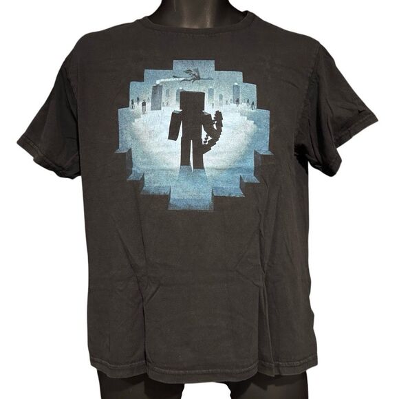 Minecraft Steve Cave Enderdragon Enderman Nether Blue T-Shirt Kid’s XL - Picture 1 of 3